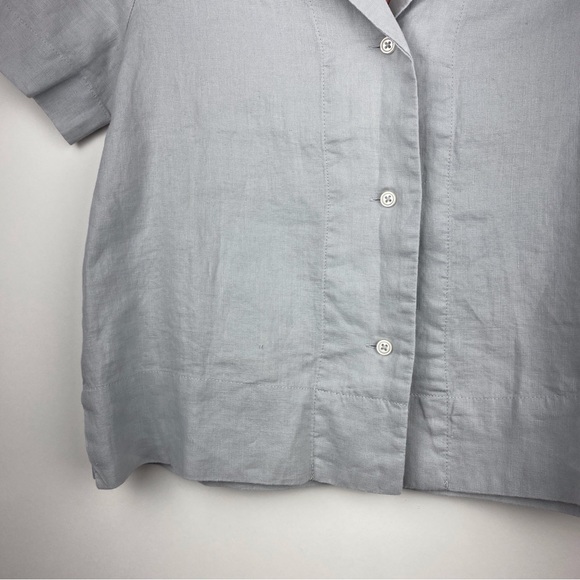 NWT Quince Women's 100% European Linen Short Sleeve Shirt XS Button Up Blue Mist - Picture 6 of 14